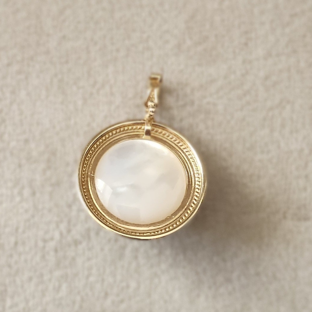 14K Gold Mabe Pearl Pendant Enhancer Vintage - Picture 2 of 7